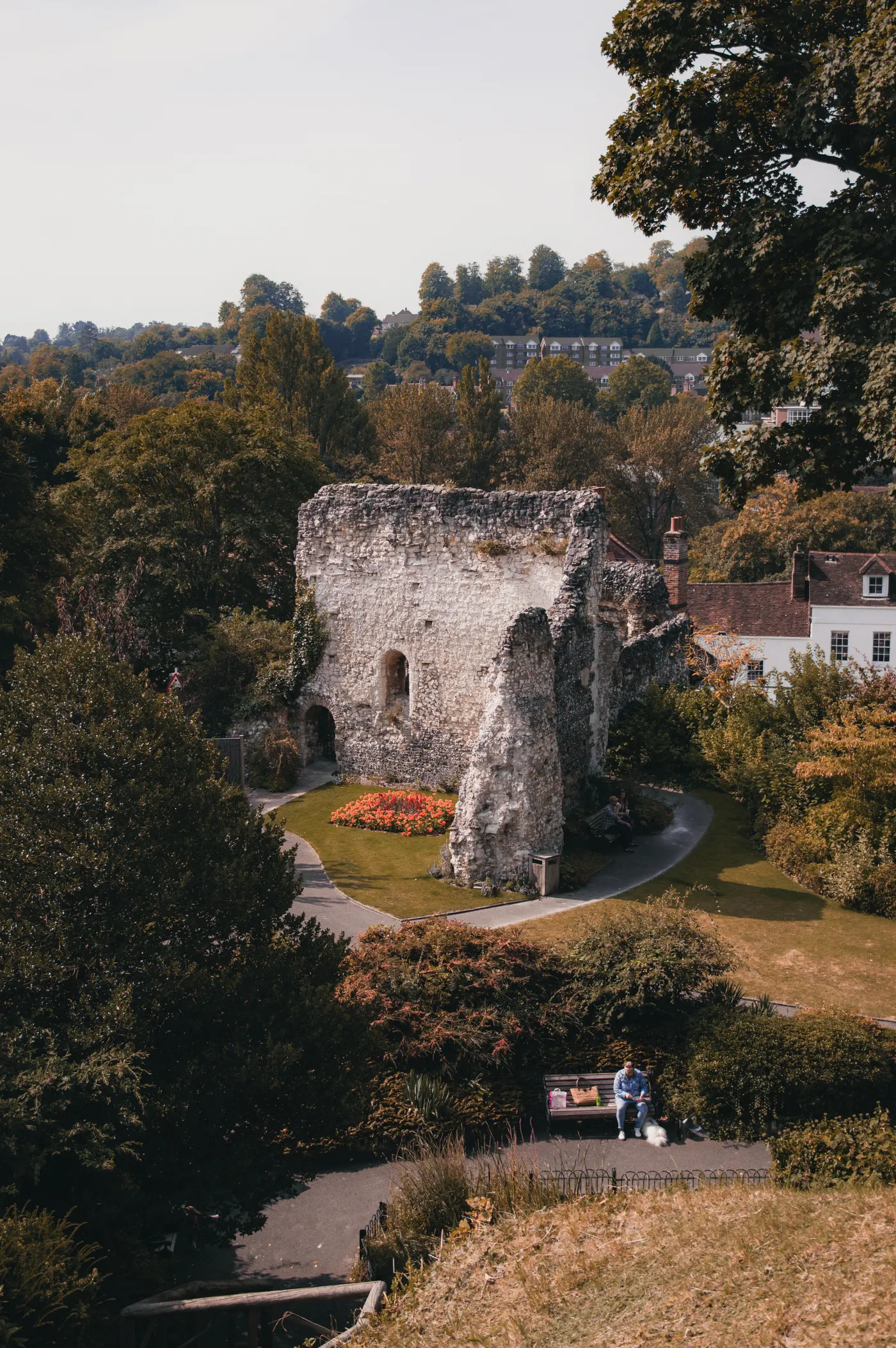 Guildford Castle and surrounding trees in Surrey